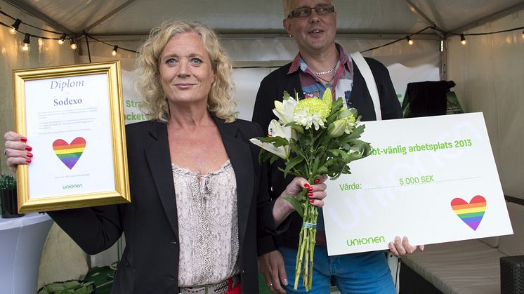 Unionens HBT-pris 2013 till Sodexo