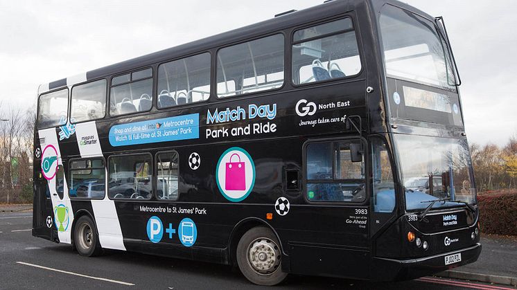 The X50 Match Day Park and Ride bus has been given a magpie makeover