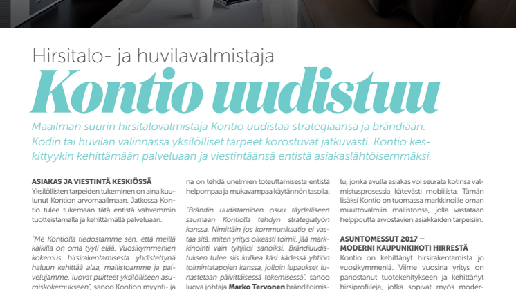 Hirsitalo- ja huvilavalmistaja Kontio uudistuu