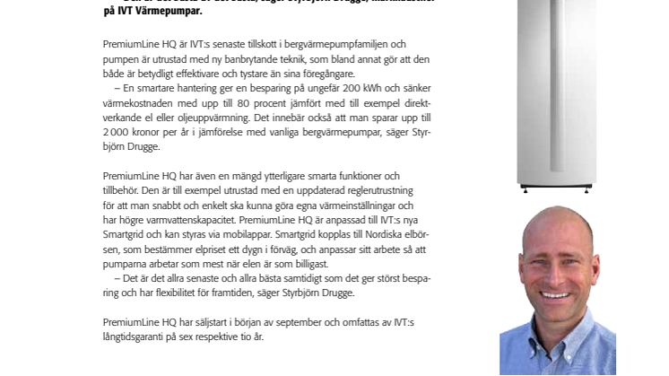 Premiär för IVT:s PremiumLine HQ – effektivaste bergvärmepumpen