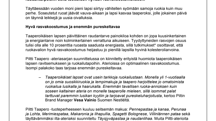 Piltiltä uusi ateriasarja taaperoille