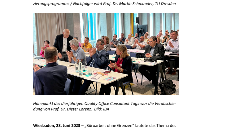 Informationen und Emotionen: Der Quality Office Consultant Tag 2023 war auch ein Tag für Prof. Dieter Lorenz
