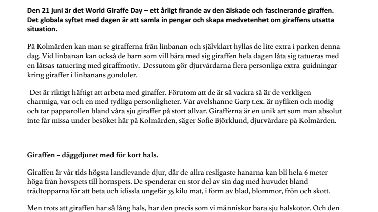 På årets längsta dag firas världens högsta djur. 