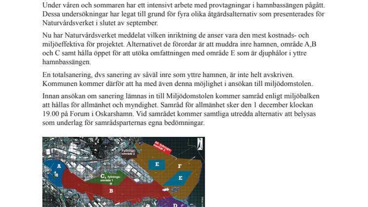 Åtgärdsinriktning för sanering av Oskarshamns hamnbassäng