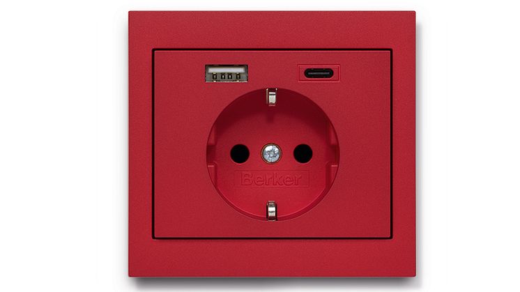 Berker K.1 Steckdose USB in Viva Magenta