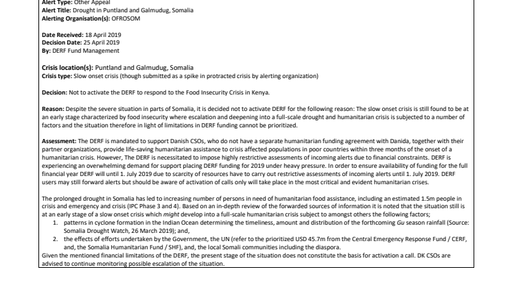 19-008-SP Decision not to activate 