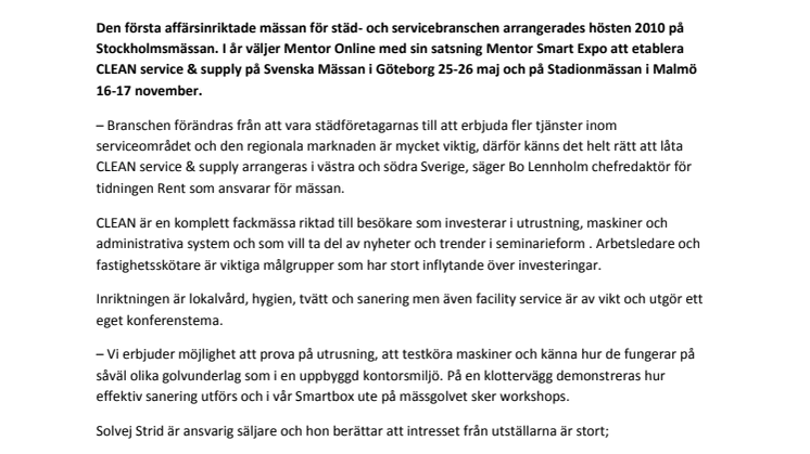 CLEAN - rena mässupplevelser i Göteborg och Malmö