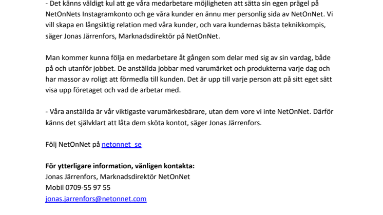 NetOnNets medarbetare Instagrammar