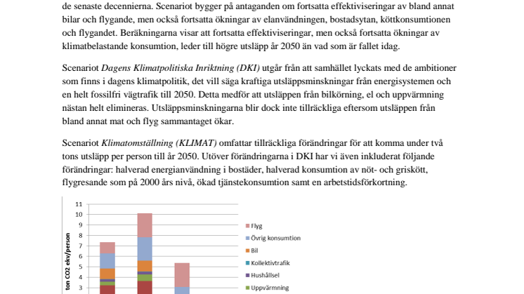 Faktablad, klimatrapport ur konsumtionsperspektiv