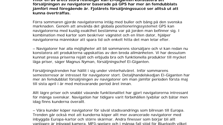 Försäljningen av GPS upp 500%