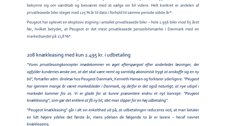 Peugeot introducerer knækleasing