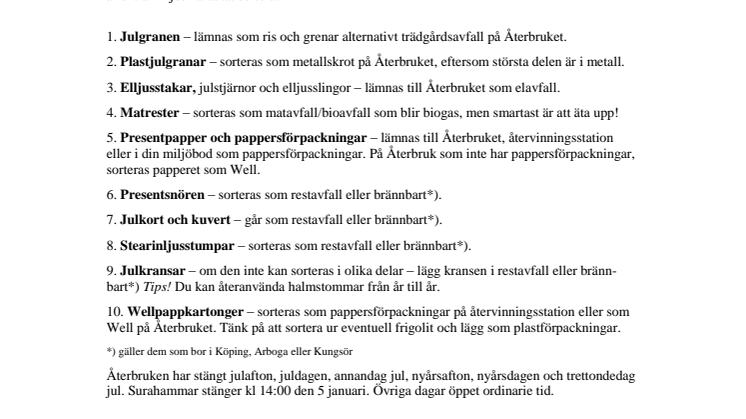 10 saker som är miljösmarta att sortera i juletid