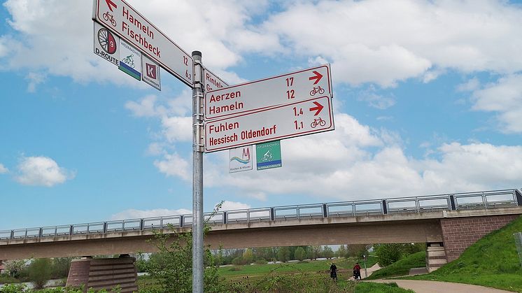Das neue Routenlogo des Weser-Radwegs für die Haupt- und Alternativroute