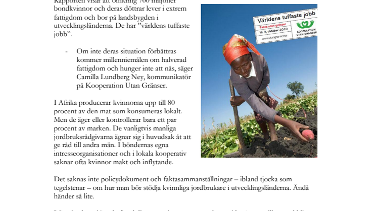 Jordbrukande kvinnor nyckel till minskad fattigdom