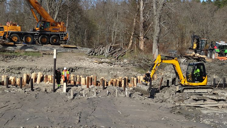 Tidigare Göta kanalöppning på sträckan med jordskred