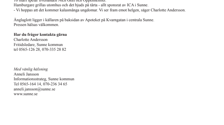 Sunnes ungdomscafé Änglagott firar med kultur