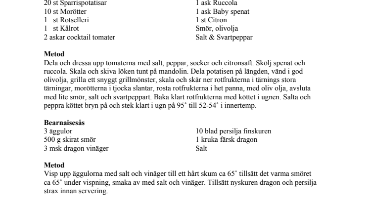 Luffarbiff från Ejmunds Gård med Bearnaisesås & vintersallad 