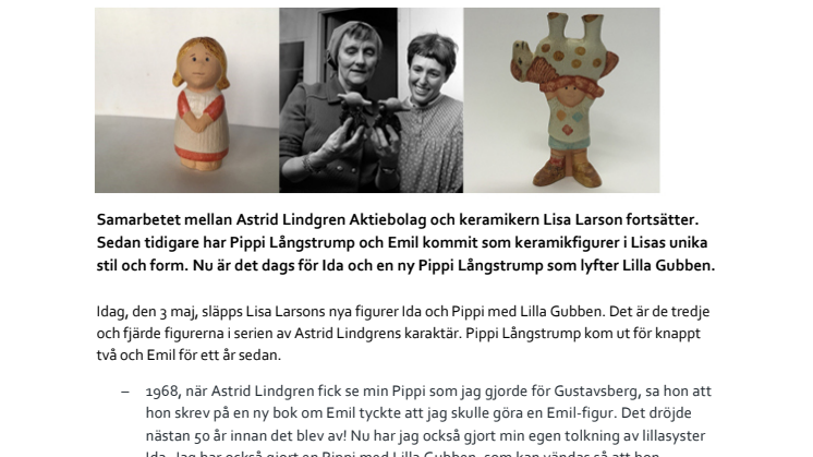 Nu kommer Lisa Larsons Ida och Pippi Långstrump  som lyfter Lilla Gubben