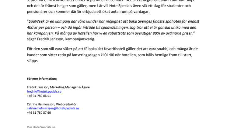 SpaWeek är tillbaka!