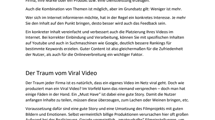 ​Filmproduktion: Video fürs Netz