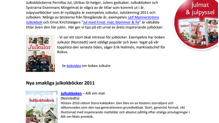 Årets julmat- och julpysselböcker finns hos Bokus