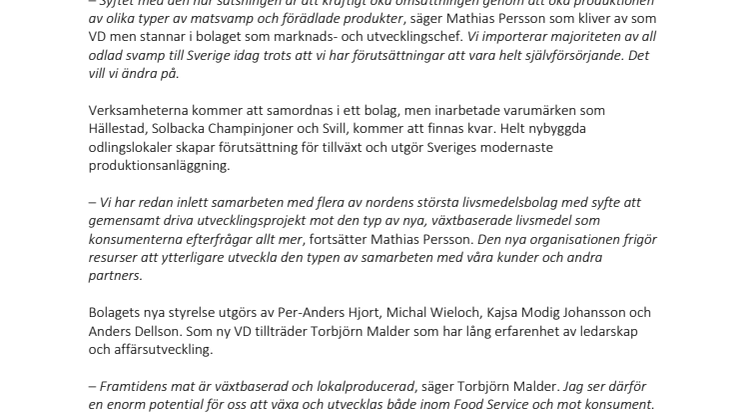 Sveriges största ekologiska svampodlare expanderar kraftigt och stärker organisationen