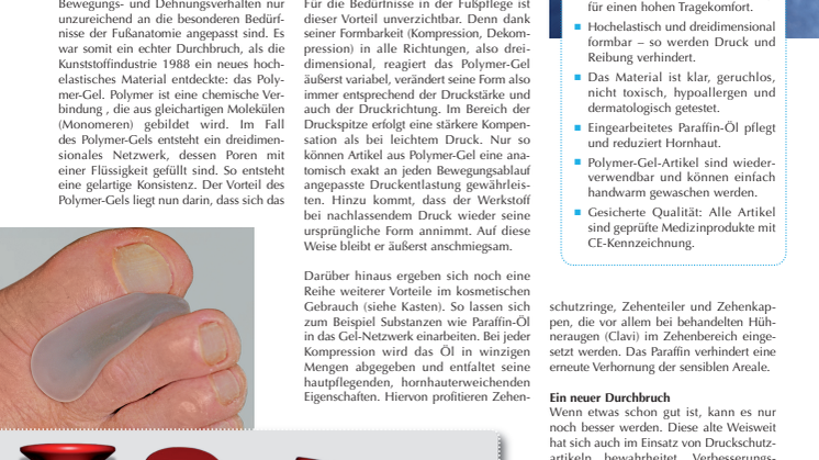 Aus einem Guss: GEHWOL Druckschutzartikel aus Polymer-Gel