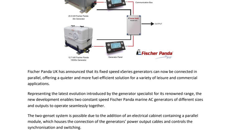 New Parallel Connection Capability for Fischer Panda Fixed Speed Generators