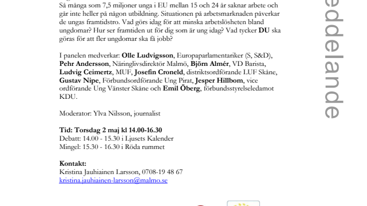 Debatt på Stadsbiblioteket: Den ljusnande framtiden är vår? Ungdomars situation idag
