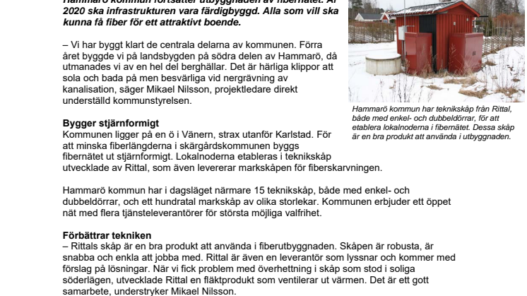 Teknikskåpen löser fiberutbyggnaden i skärgårdskommunen