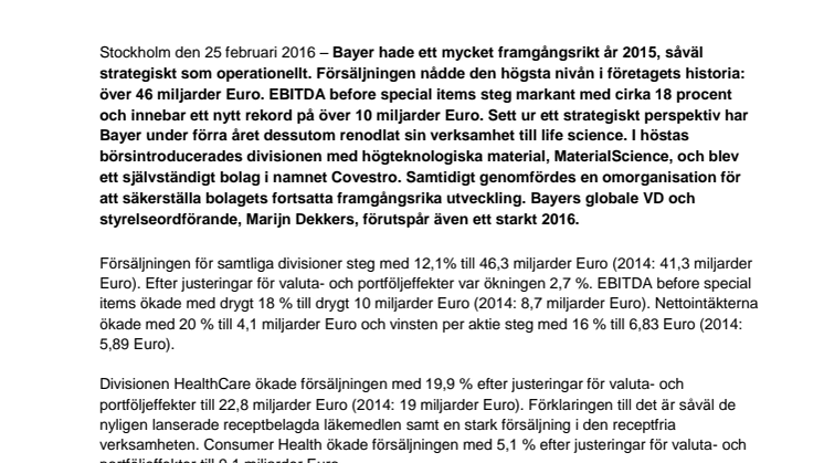 Ännu ett rekordår för Bayer