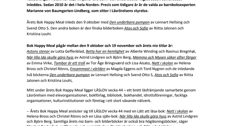 16,9 miljoner barn- och bilderböcker i Bok Happy Meal