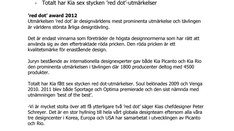 Ännu fler designpriser till Kia i ’red dot’