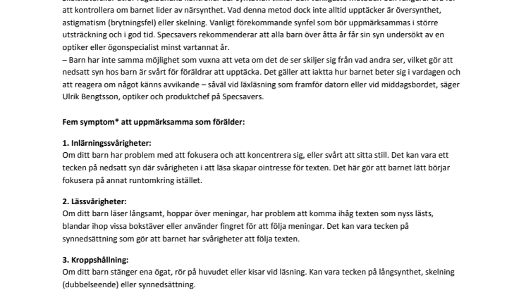 Så vet du om dina barn behöver glasögon 