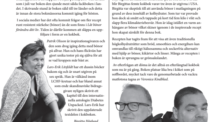 Låt bönor förändra ditt liv – kokboken av Lars-Erik Litsfeldt, Patrik Olsson och Birgitta Höglund