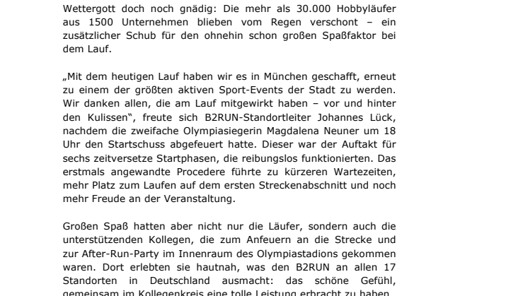 B2RUN München 2016: Der Wettergott war gnädig