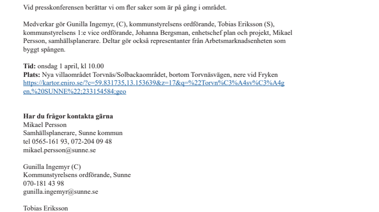 Utvecklingen av Torvnäs/Solbackaområdet i Sunne tar nästa steg