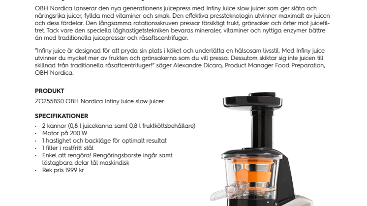 Infiny Juice – slow juicer