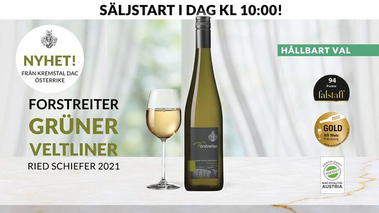 Den 1 mars lanseras Forstreiter Ried Schiefer Grüner Veltliner Kremstal DAC i Systembolagets fasta sortiment.