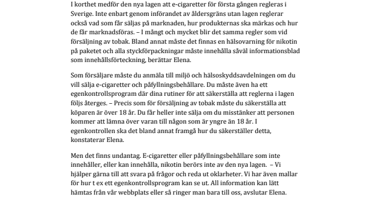 Ny lag kräver anmälan av e-cigaretter