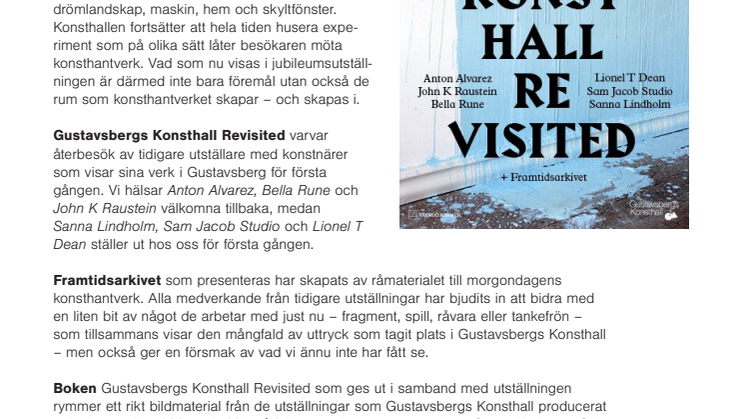 Gustavsbergs Konsthall Revisited – jubileumsutställning och bokrelease