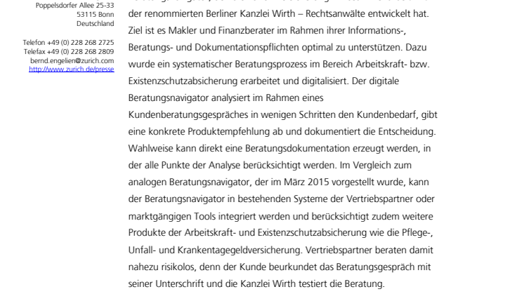 Zurich setzt auf digitalen Beratungsnavigator 
