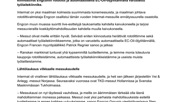 Intermat menestys Engconille