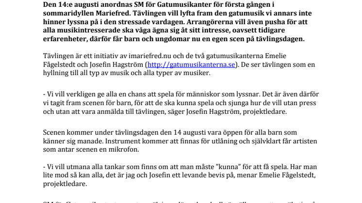 Under SM för Gatumusikanter får barnen en plats i strålkastarljuset