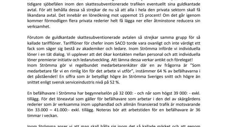 Sjöbefälsföreningen trappar upp strejken mot Strömma på oriktiga grunder