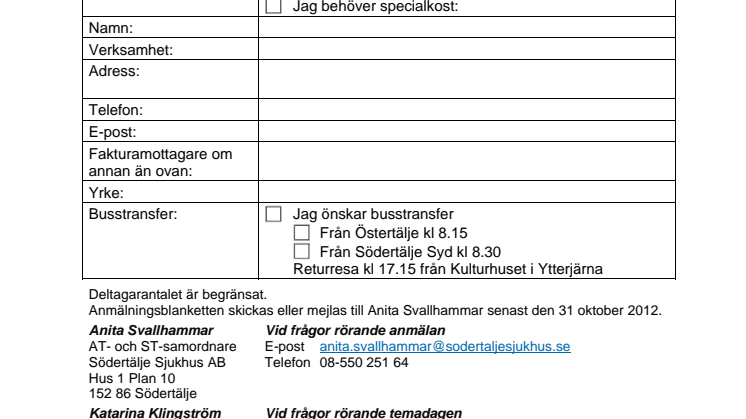 Anmälningsblankett Temadag Vårdrelationer