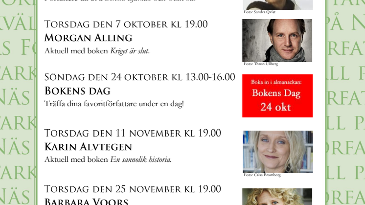 Författarkvällar på Astrid Lindgrens Näs hösten 2010