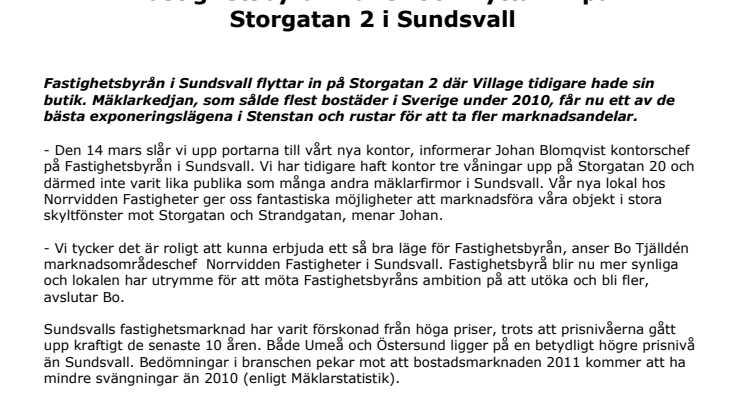Fastighetsbyrån växer och flyttar in på Storgatan 2 i Sundsvall