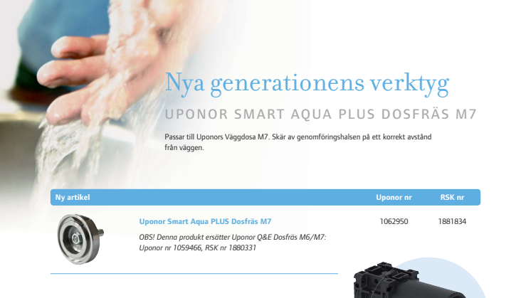Nya generationens verktyg - Uponor Smart Aqua Plus dosfräs M7