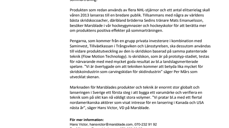 Nya miljoner till Marsblade